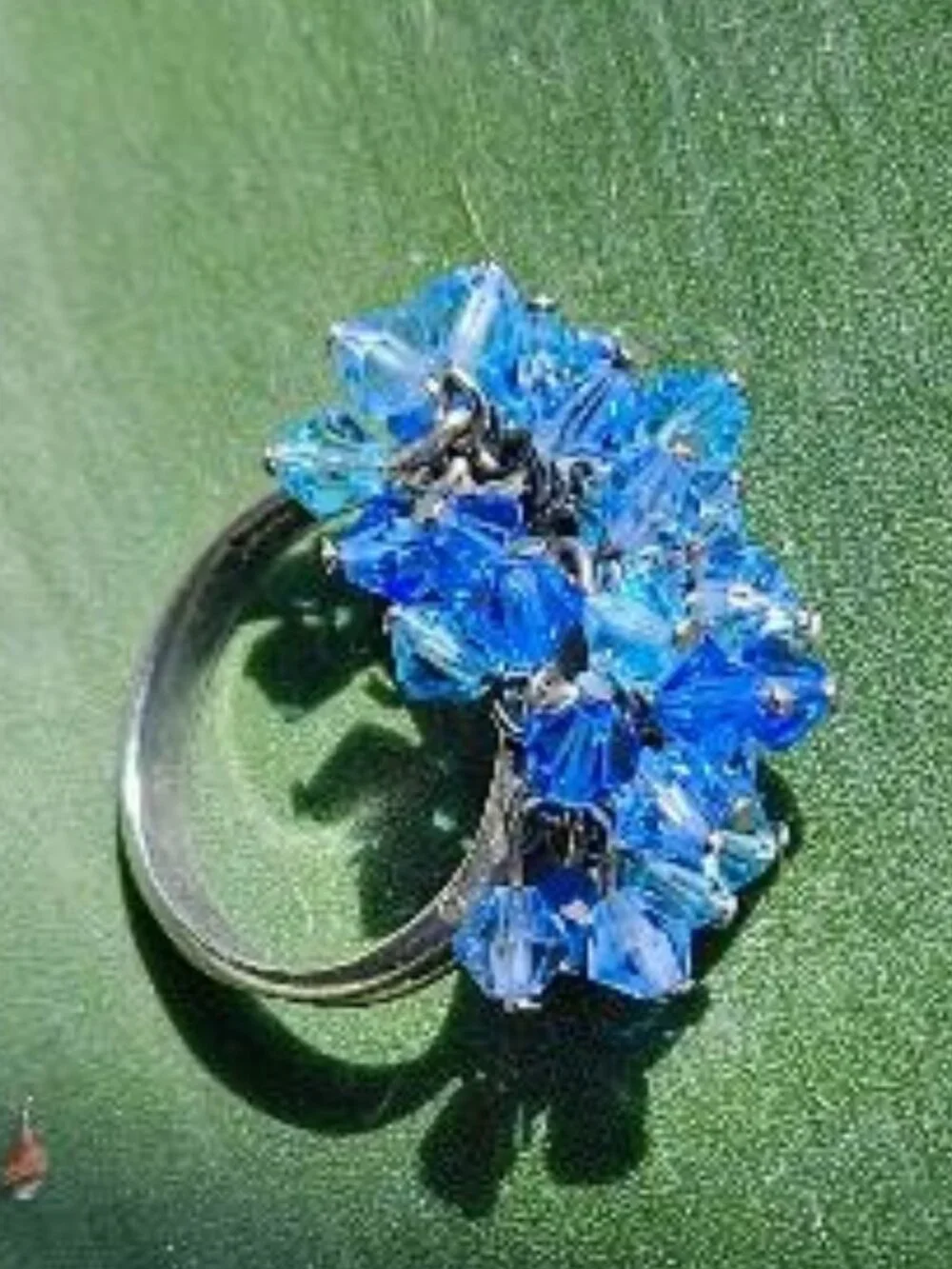 Cluster Dangle Beaded Ring Sterling Silver